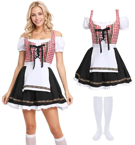 Raveparty Oktoberfest Dress, Dirndl Dress Women, Bavarian Costume Women, Oktoberfest Outfit Womens for Beer Festival Halloween Carnival