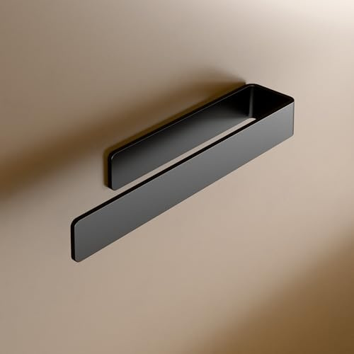 LIEBHEIM Porte-Serviette Salle de Bain - Porte Serviette Mural sans Percage - Support Serviette Salle de Bain - Porte Torchon (Aluminium Noir, 22 cm)