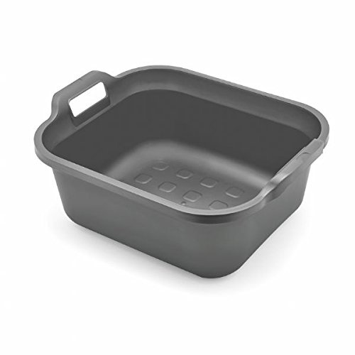 Aurora -10L Rectangular Washing Up Bowl with Handles – Durable, Scratch-Resistant Plastic Sink Basin – Easy to Clean – Ideal for Kitchen, Dishwashing & Utility Use – White (Metallic Grey)