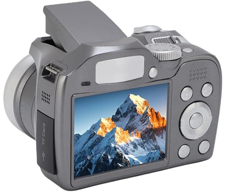 Annadue DSLR Kamera, 4K 60 MP Retro Digitalkamera Video Recorder mit LCD Bildschirm & LED Flash, 12 -Fach Optischer Zoom, 6X Digital Zoom, für Reisebräts Porträt Landschaftsfotografie (Silver)