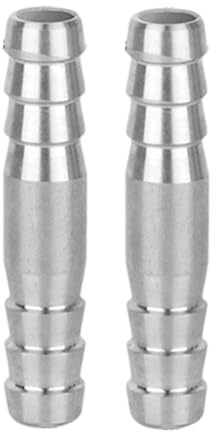 perfk 2 Piezas de Conector de Manguera de púas, empalmador de púas, Recto, hermético, de Acero Inoxidable, para tuberías de Agua, Sistemas de riego, 10 Mm X 50 Mm