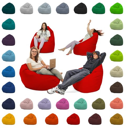 GlückBean Sitzsack XXL – Beanbag für Kinder & Erwachsene – In & Outdoor geeignet – Wasserabweisend & pflegeleicht – Gefüllt mit hochwertigen EPS-Perlen – Ideal zum Gaming & Entspannen (Rot, XXXL)