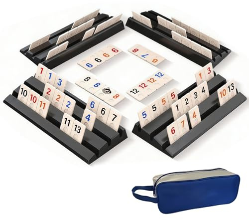 yolzhxe Spiele Original Rummy Cup, Rummy Cup Reisespiel（Groß） | mit 106 Karten und 4 Kartenständer Tragbares Mini Rummi Set für 2-4 Personen, ist es Die Ideale Wahl für Familienfeiern