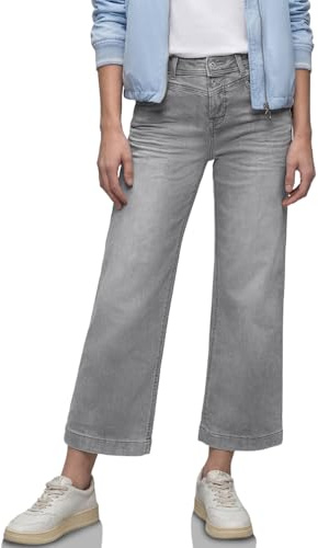 Street One Jean Taille Haute, Jambes Larges, Coupe Ample, Gris Clair délavé 29