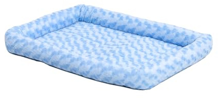 MidWest Homes for Pets QuietTime Fashion Dog Bed – Blue Faux Fur Bolster, Ultra-Soft and Machine Washable, Fits 76 cm Crates and Carriers, for Medium Breed Dogs