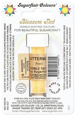 Sugarflair Blossom Tint Buttermilk Food Colouring and Dusting Powder, Matt Finish, Brush On or Mix with Rejuvenator Spirit to Create a One of A Kind Cake - 7ml