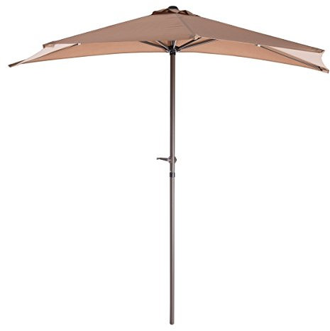 LOLAhome - Parasol de Pared de 250x125 cm, Marrón Topo, mástil Ø38mm de Aluminio Marrón, con Antiviento y Manivela, Elegante y Duradero, Tratamiento Anti-corrosión, para Exterior, Jardín, Terraza
