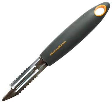 Fackelmann Soft Pelador, Pelador de Patatas, Verduras y Frutas, Adecuado como Descamador de Pescado, Mango Ergonómico de Tacto Cómodo, Acero Inoxidable, 18 cm, 1 ud.