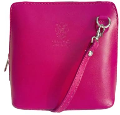 LeahWard Women's Italy Genuine Leather Cross Body Bag Small Quality Handbags (FUCHSIA H16cm x W18cm x D8cm)