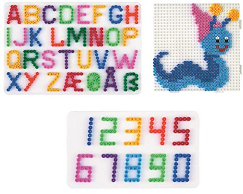 Happy Price Toys (Set 70) Midi Stiftplatten Buchstaben,Zahlen und Multi Quadrat + Bügelanleitung im Blister Beutel