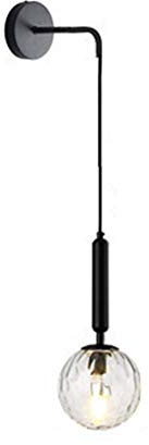 MZStech Vintage Industrie Wandleuchte Wandlampen, 15 cm Klar glas & Schwarz metall Drop Wandleuchte für Schlafzimmer, Wohnzimmer (Klarglas & Schwarzmetall)