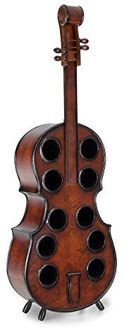 Stagecaptain Stradivino Weinregal für 10 Flaschen - Weinständer aus Holz in Vintage-Optik - Handgemachtes Cello Flaschenregal - Flaschenständer in Höhe 135 cm - Retro Weinflaschenhalter