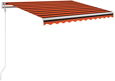Tidyard Gelenkarmmarkise Automatisch Markise Sonnenmarkise Balkonmarkise Sonnenschutz Sichtschutz Terrasse Garten Balkon 300x250cm Orange Braun,Pulverbeschichtetes Aluminium