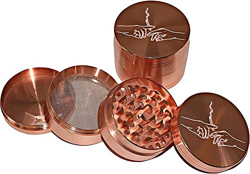 Pink Herb Grinder - 4 Piece Metal Tobacco Grinder with Pollen Catcher, Sharp Teeth & Magnetic top - Grinder for Dry Herbs & Spices