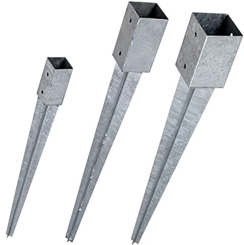 e-Dübel Technik Einschlag-Bodenhülse für Rund- oder Vierkantholzpfosten (46 x 46 mm | Gesamtlänge 550 mm) Bodenhülse Einschlagbodenhülse Einschlaghülse Pfostenträger feuerverzinkt