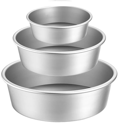 Natudeco Juego de moldes para pasteles 4 6 8 pulgadas Molde Redondo para pasteles redondos antiadherentes Utensilios para hornear de aleación de Aluminio