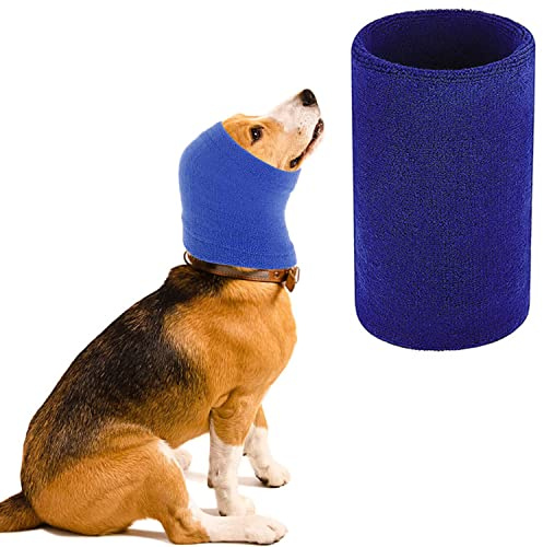 Hundeschutz, Ohrenschutz, weicher Haustierwärmer, Kapuzenpullover, Schutz, Halswickel, Mütze, Angstlinderung, Stirnband für Komfort, beruhigende Fellpflege, Lärm, Gehörschutz (Blau, M)