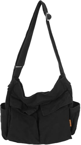 Kuriertasche aus Leinenstoff, große Hobotasche mit mehreren Innenfächern, Freizeittasche, Damen- und Herrenumhängetasche