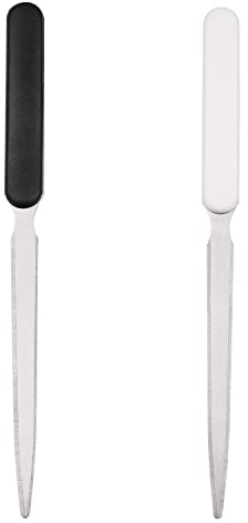 MFUOE 2 Pieces Letter Opener Sturdy Stainless Steel Office Paper Knife Plastic Handle Portable Envelope Opener for School Home Work Uses(White and Black)