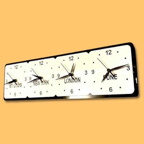 Servewell Orologio con fusi orari personalizzabili, disponibile in vari colori, dimensioni e forme (finitura lucida)