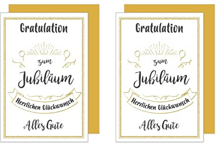 Edition Seidel 2 Premium Glückwunschkarten zum Jubiläum mit Umschlag. Karte zum Jubiläum mit Spruch Jubiläumskarte Grusskarte Gratulation Billet Mann Frau (J118)
