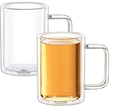 Wilmax Doppelwandige Thermogläser - 400ml - 2er SET - Kaffeetassen - Cappucino Latte Macchiato Espresso Mokka Tassen - Kaffeegläser