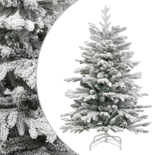 vidaXL Sapin de Noël Artificiel à Charnières avec Neige Floquée, Arbre de Noël avec Support, Décoration de Fête Vacance Maison Intérieur, 180 cm