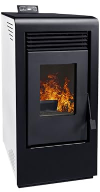 EIDER BIOMASA Power 10 bianco: Stufa a pellet | 9,9 kW | Prestazioni 91% | Autonomia 32 ore | Capacità 17 kg | Riscaldamento 180 m³ | Efficienza e design superiore
