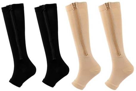 Calcetines de compresión, calcetines para fascitis plantar, calcetines para pies con soporte para el arco, soporte hasta la rodilla y punta abierta, medias médicas graduadas para venas varicosas