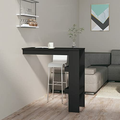 CIADAZ Wand-Bartisch, Küchentisch, Esstisch, Bar Tisch, Minibar Schrank, Bar Möbel, Kuchen Tisch, Kaffeebar Möbel, Schwarz 102x45x103,5 cm Holzwerkstoff