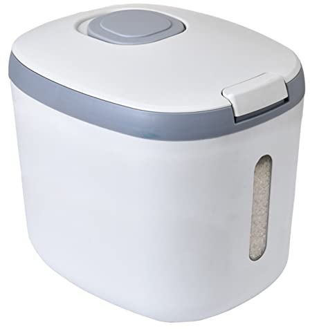 Mwrode Bac De Stockage De Riz De Grain De Baril De Riz D'étanchéité Forte Portant Réservoir De Farine En Plastique Peut Distributeur Bin Accessoires De Cuisine Pour la Maison Cuisine(5kg grey)