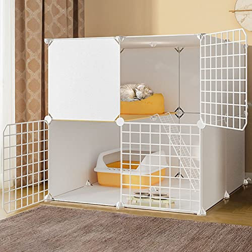 Katzenkäfig – mittelgroße Hundekäfige, Hamster-Laufstall, Katzen-Laufstall, DIY-Haustier-Laufstall, Metallgehege, Netz mit Tür für Kaninchen, Igel, Katzen, Meerschweinchen, Katzenkäfig-Zubehör (C375 x