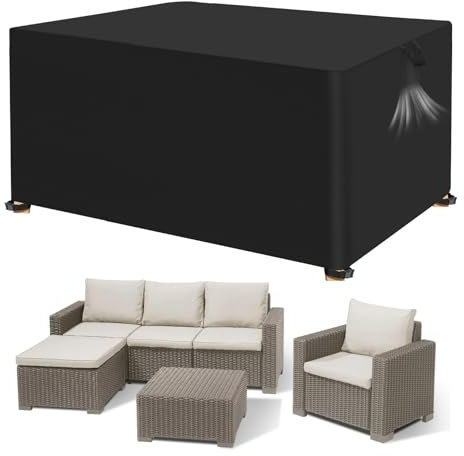 YYDSLEE Housse Table de Jardin 420D Tissu Oxford Bache de Protection Exterieur Housse Anti-UV Salon de Jardin Exterieur Housses pour Mobilier de Jardin Imperméable Noir, 180 x 120 x 74 cm