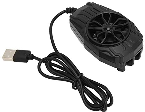 Phone Radiator Fan, Super Silent 5V 1A Heat Dissipation Mini Phone Cooler Fan Horn Fan Blade for Watching Videos (Black)