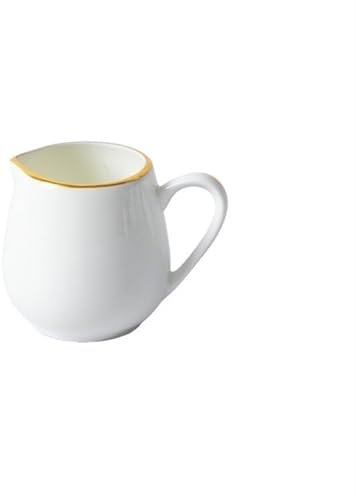 GLigeT Saucière Pichet à Lait et à café en Porcelaine en céramique Blanche avec poignée et décoration à Bord doré for la Maison et la Cuisine Pot à Sauce(80ml)
