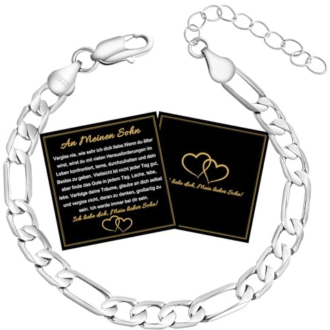 FANCIBAND Geschenke für Männer, Figaro Armband Herren Silber 925, armbänder Geschenk Jahrestag Valentinstag Geburtstags Weihnachten, Verstellbares 0-4cm