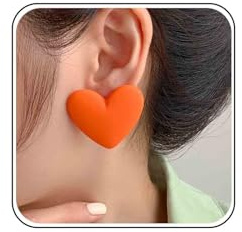 Xmsrn Boucles D'oreilles Boho En Acrylique Vintage Orange Cœur Dangler En Zinc Pour Femmes