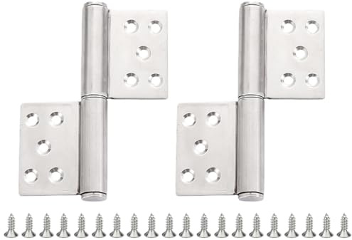 Kellegour 2 Stück Abnehmbares Scharnier,Abnehmbare Türscharniere,304 Edelstahl Türscharnier mit 20-Schrauben,Schwerlast Tor Scharniere für Holztüren,360 Grad Öffnungswinkel,132x58x18mm
