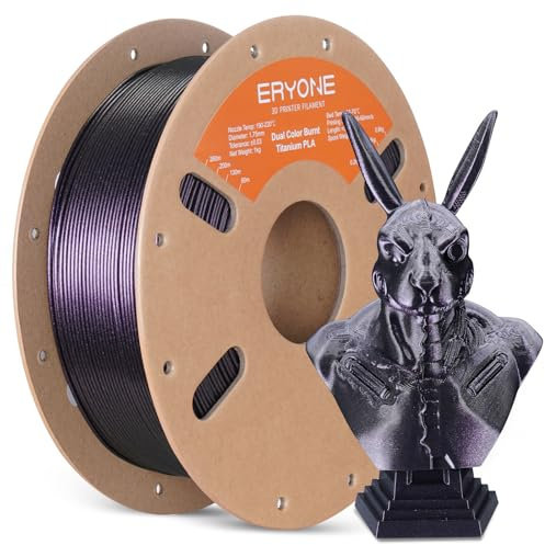 ERYONE Glitter PLA Filament for 3D Printer, 1.75mm +/-0.03mm, 1kg(2.2LBS)/Spool, Dual Color Burnt Titanium PLA,Black & Rose