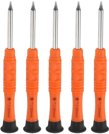QUARKZMAN 5pz T3 Torx Mini Cacciavite Testa Torx 3mm Lunghezza 87mm per Riparazioni Piccoli Elettrodomestici, Arancione
