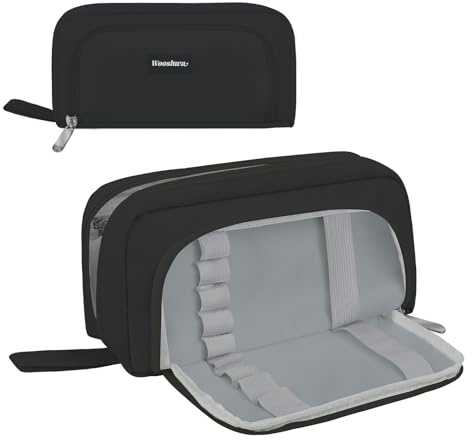 wooshwa Federmäppchen Federmappe Federtasche Etui Stifte 6 Fach, Große Kapazität Pencil Case Mäppchen Schlampermäppchen für Jungs Jungen Mädchen Teenager Erwachsene - Schwarz