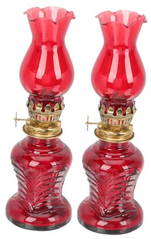 EXQUIMEUBLE 2stücke Petroleumlampe Aus Glas Für Innenbereich Vintage-öllaterne Als Notfalllampe Kleine Öllampe Für Romantische Beleuchtung