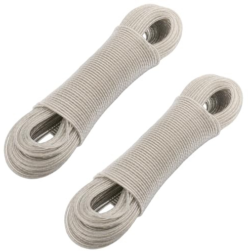 HEIYUET 2 Stück Wäscheleine mit Stahlkern 4mm x 30m, Stabile Wäscheleinen Extra Stark mit Einer Tragfähigkeit von 120kg, Wascheleine Draußen für Zuhause, Garten, Camping