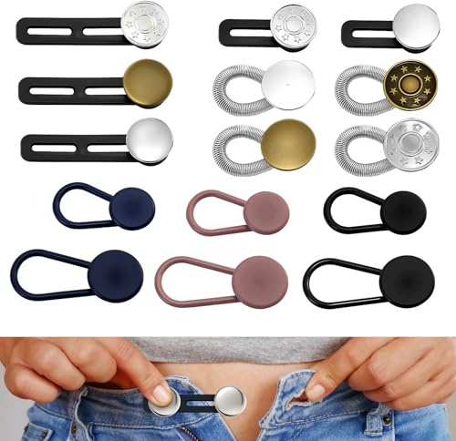 16 extensiones de botones para pantalones, 4 estilos, extensión de botones, extensión de botones para pantalones, extensión de botones para embarazo, vaqueros para pantalones, vestidos de hombre y