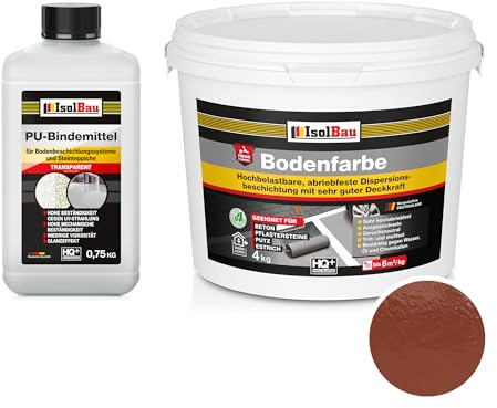 Isolbau - 2K PU-Bodenbeschichtung für Innen- und Außenböden - Bodenfarbe Rustikalrot mit PU-Bindemittel für Garagen, Werkstätten, Kellern - Garagenboden-Beschichtung - Betonfarbe 4kg