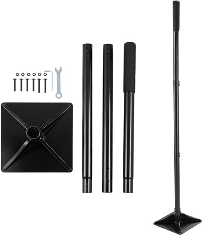 GEARLEADER Stahlstampfer mit 122 cm Griff, 20 x 20 cm, Gartengriff, Gummigriff, für arbeitssparende All-Stahl, robust