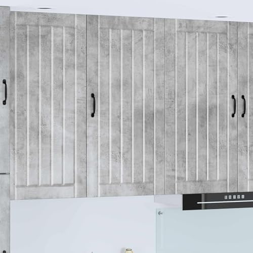 Teenpull Küchenschrank Beton Grau 50x31x100 cm, Holzwerkstoff, robuster Vorratsschrank für Küche, Esszimmer, praktischer Aufbewahrungsschrank mit Schiebetüren