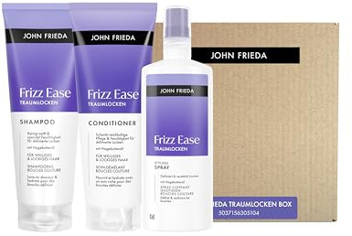 John Frieda Frizz Ease Traumlocken Vorteilsset - Inhalt: Shampoo, 250ml, Conditioner, 250ml, Styling Spray, 200ml - Für lockiges & welliges Haar
