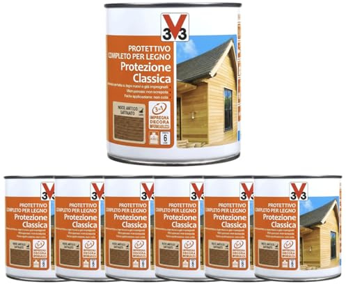 Impregnante Legno a Solvente Professionale 5L + 250ML OMAGGIO | Alta Protezione UV e Intemperie | Finitura Satinata Noce Antica o Noce Scuro | Ideale per Travi, Infissi e Gazebo (Noce Antico)