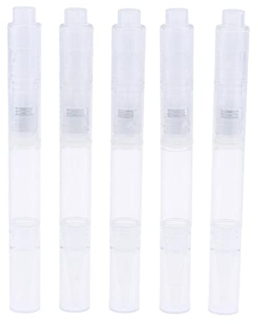 XLWLLNJ Paquete de 5 Bolígrafos Transparentes Giratorios Vacíos para Aceite de Uñas con Punta de Pincel, Aplicador de Envase Cosmético para Líquidos, Esmalte de uñas, Individual